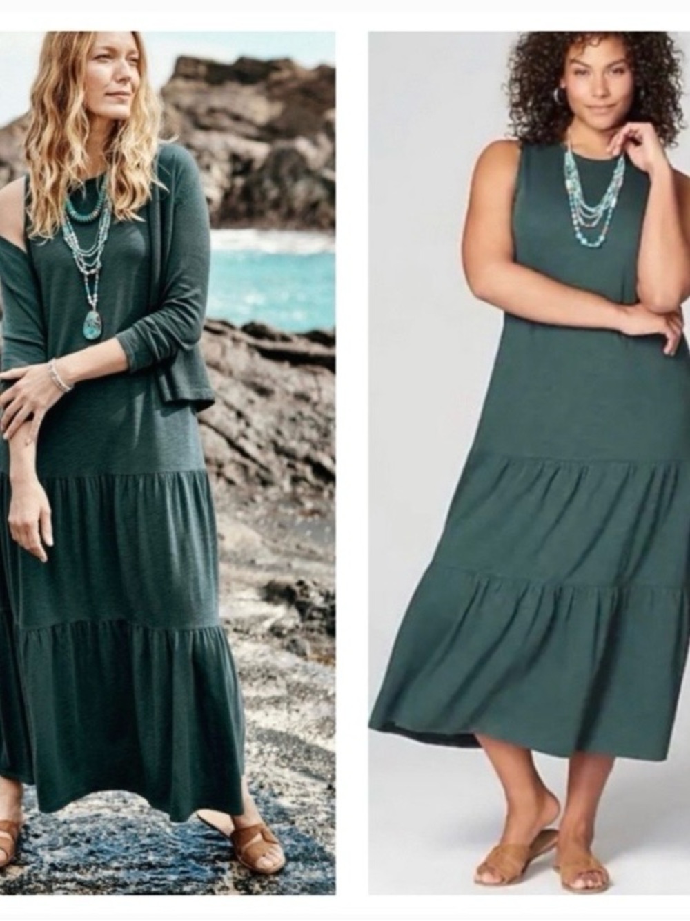 J Jill Tiered Maxi Dress, Fatigue, Sz Xs